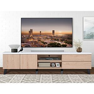 طاولة تلفزيون خشب ماليزي سوزانا اللون أبيض وخشبي