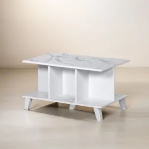 طاولة قهوة دورين خشب ماليزي اللون رخامي وأبيض 