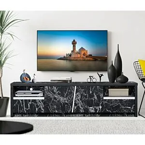 طاولة تلفزيون خشب ماليزي لاريسا اللون اسود رخامي