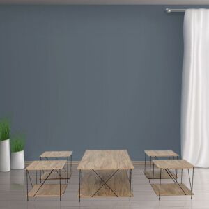 طقم طاولات ديم 5 قطع خشب ماليزي متعددة الإستخدام خشبي 