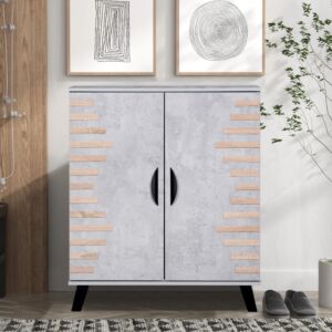 خزانة أحذية بابين خشب ماليزي رصاصي مخطط من الجانبين