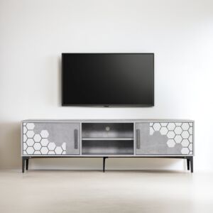 طاولة تلفزيون شارل - رمادي وأبيض