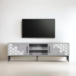 طاولة تلفزيون شارل - رمادي وأبيض