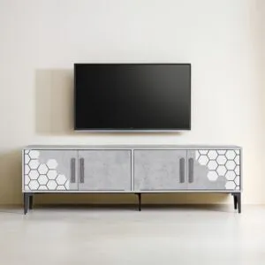 طاولة تلفزيون كليف - رمادي فاتح وأبيض