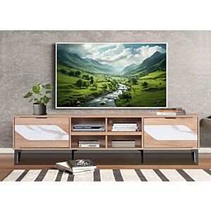 طاولة تلفزيون رامسيس - خشبي وأبيض