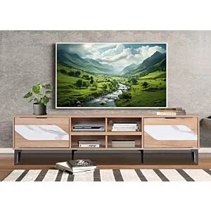 طاولة تلفزيون رامسيس - خشبي وأبيض