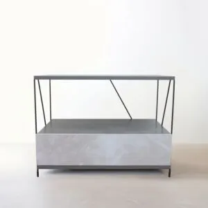 طاولة جانبية رفين ودرج - أبيض