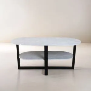 طاولة قهوة بيضاوية دورين لونا - رمادي