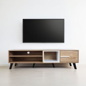 طاولة تلفاز خشب ماليزي إيفز - بني فاتح