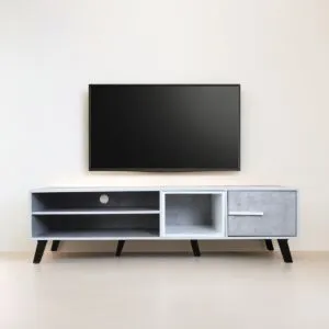 طاولة تلفاز خشب ماليزي إيفز - رمادي