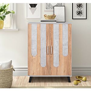 خزانة أحذية بابين اكسبشن - بيج ورمادي