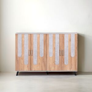 خزانة أحذية 4 أبواب ماي هوم - بيج ورمادي