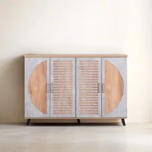 خزانة أحذية 4 أبواب ايطاليانو - بيج ورمادي