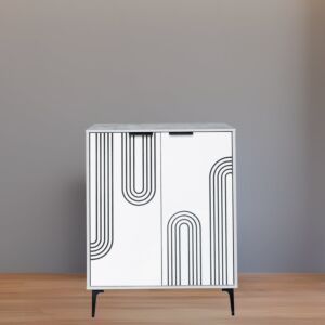 خزانة أحذية بابين خشب ماليزي موسكو - رمادي وأبيض