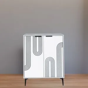 خزانة أحذية بابين خشب ماليزي موسكو - رمادي وأبيض