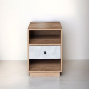 كومودينو درج ورفين روزيت - خشبي ورمادي