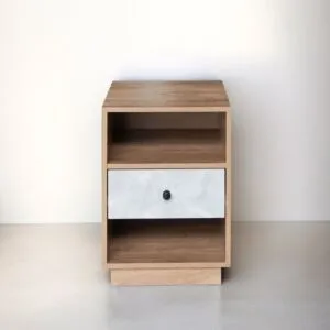 كومودينو درج ورفين روزيت - خشبي ورمادي