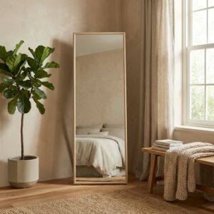 مرآة ستاند إطار خشب سولا - بيج