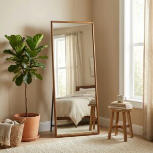 مرآة ستاند إطار خشب سولا - بني