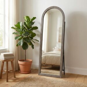 مرآة ستاند إطار خشب روزا - رمادي