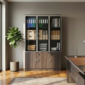 دولاب ملفات مكتبي أورغا - 3 ابواب - رمادي