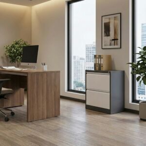 وحدة تخزين مكتبية بروما - درجين - ابيض ورمادي