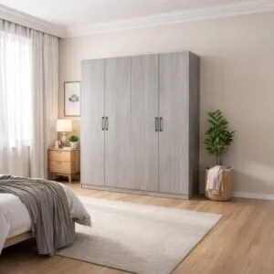 دولاب ملابس 4 أبواب روكيا - رمادي