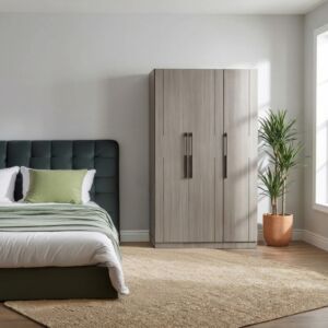 دولاب ملابس 3 أبواب رينول - رمادي