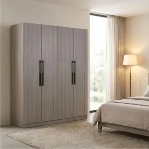 دولاب ملابس 4 أبواب رينول - رمادي