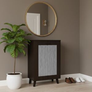 خزانة أحذية 2 باب خشب ماليزي جيري - بني ورصاصي