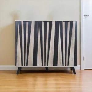 خزانة أحذية 3 أبواب روكستا - خشبي وأسود