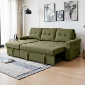 كنب سرير زاوية مع شاحن بورفال - اخضر