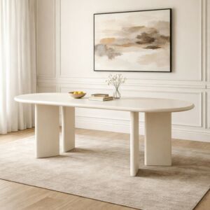 طاولة طعام من مجموعة ريفان - 8 اشخاص - كريمي