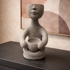 فازة فخار ماريا - حجم كبير - رمادي