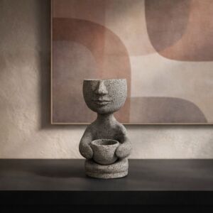 فازة فخار ماريا - حجم صغير - رمادي