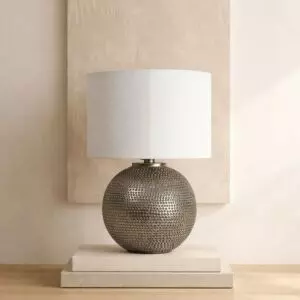 أبجورة طاولة سيرين - فضي وابيض