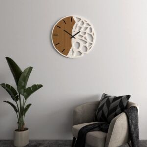 ساعة جدارية خشبية هوارا - كريمي
