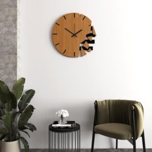 ساعة جدارية خشبية اورا - كريمي غامق