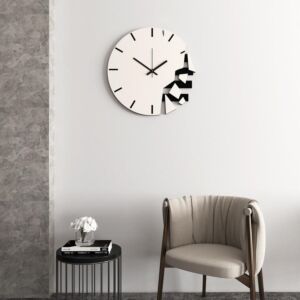 ساعة جدارية خشبية اورا - اسود وكريمي