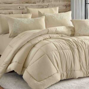 طقم لحاف كوين قطن صيفي إليت - 4 قطع - بيج