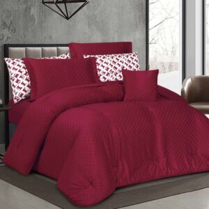 لحاف مفرد ونص صيفي بسمة جاكارد فاخر - 4 قطع - عنابي