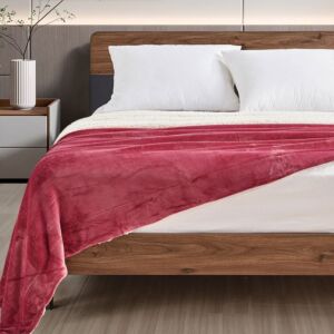 بطانية مزدوج فرو نداف - فوشي