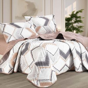 طقم لحاف ديانا صيفي خفيف مضغوط مفرد ونص - 3 قطع - ابيض وبيج