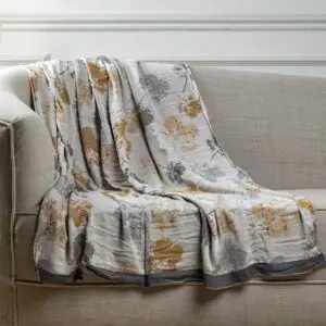 بطانية شال خفيفة بامبو - 200x150 سم - بيج ورمادي