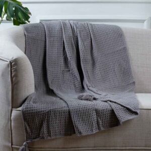 بطانية تيفولي وافل خفيفة صيفي مفرد 150x125سم - رمادي