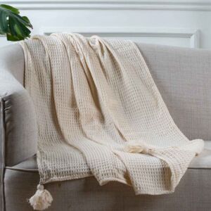 بطانية تيفولي وافل خفيفة صيفي مفرد 150x125سم - بيج