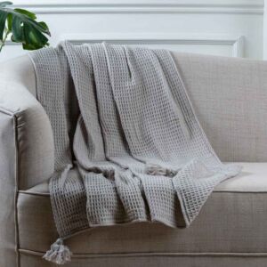 بطانية تيفولي وافل خفيفة صيفي مفرد 150x125سم - رمادي فاتح