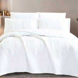 طقم لحاف دولسي صيفي مضغوط مزدوج 6 قطع - ابيض