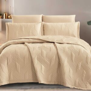 طقم لحاف دولسي صيفي مضغوط مزدوج 6 قطع - بيج غامق