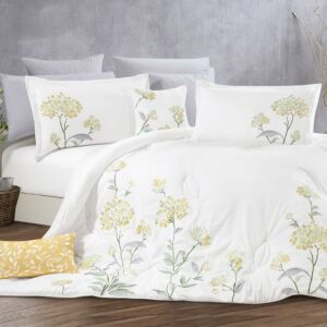 طقم لحاف مزدوج صيفي زمرد - 12 قطعة - أبيض و رصاصي